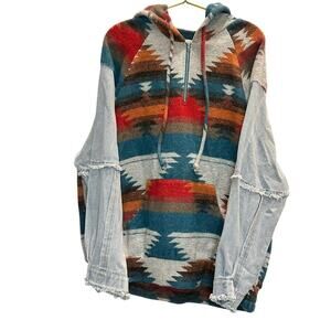 Blue Buttercup - Lost in the City Aztec Hooded Pullover - Size M